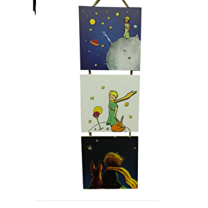 Küçük Prens Kabartmalı Baskılı 3'lü Tablo The Little Prince