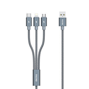 Huawei Mate X2 İle Uyumlu 3in1 Lightning, Type-c, Micro Çıkışlı Örgülü Hızlı Data Ve Şarj Kablosu
