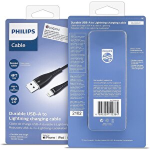 Philips Apple Mfi Lisanslı İphone 12 Usba To Lightning 1.2metre Hızlı Data Ve Şarj Kablosu Siyah