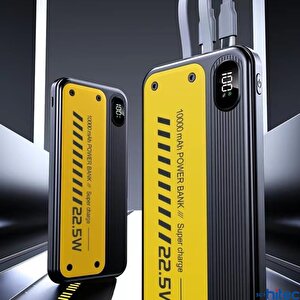 Schitec 22.5w Type-c Ve Lightning Kablolu Led Göstergeli Usba&type-c Çıkışlı Süper Şarj 10000mah Powerbank Yk732