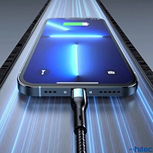 Schitec 3in1 Lightning, Type-c, Micro Çıkışlı Örgülü Hızlı Data Ve Şarj Kablosu 1.2m Siyah