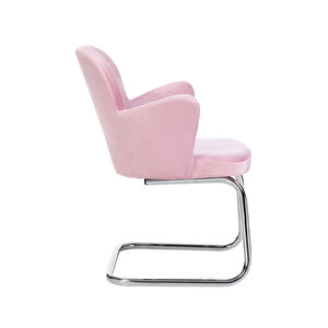 Markadi̇zayn Krom Metal Ayaklı Kelebek Sandalye Mi̇safi̇r Koltuğu Bekleme Koltuğu Pembe