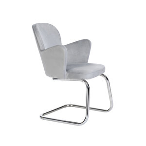 Markadi̇zayn Krom Metal Ayaklı Kelebek Sandalye Mi̇safi̇r Koltuğu Bekleme Koltuğu Açık Gri