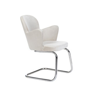 Markadi̇zayn Krom Metal Ayaklı Kelebek Sandalye Mi̇safi̇r Koltuğu Bekleme Koltuğu Bej