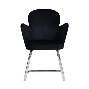 Markadi̇zayn Krom Metal Ayaklı Kelebek Sandalye Mi̇safi̇r Koltuğu Bekleme Koltuğu Siyah