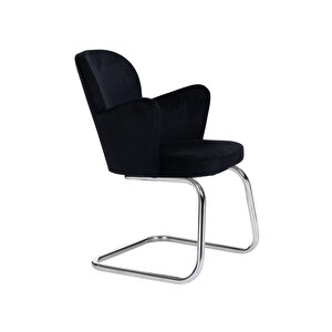 Markadi̇zayn Krom Metal Ayaklı Kelebek Sandalye Mi̇safi̇r Koltuğu Bekleme Koltuğu Siyah