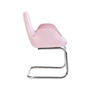 Krom Metal Ayaklı Pescado Sandalye Misafir Koltuğu Bekleme Koltuğu Pembe