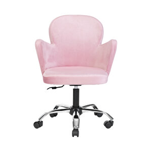 Krom Metal Ayaklı Ofis Çocuk Odası Çalışma Sandalyesi (ayarlanabi̇li̇r) Kelebek Pembe