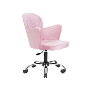 Krom Metal Ayaklı Ofis Çocuk Odası Çalışma Sandalyesi (ayarlanabi̇li̇r) Kelebek Pembe