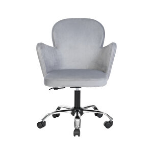 Krom Metal Ayaklı Ofis Çocuk Odası Çalışma Sandalyesi (ayarlanabi̇li̇r) Kelebek Gri