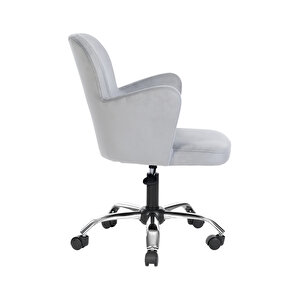 Krom Metal Ayaklı Ofis Çocuk Odası Çalışma Sandalyesi (ayarlanabi̇li̇r) Kelebek Gri