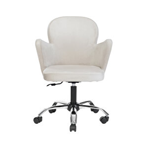 Krom Metal Ayaklı Ofis Çocuk Odası Çalışma Sandalyesi (ayarlanabi̇li̇r) Kelebek Bej