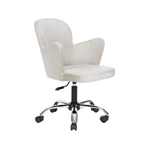 Krom Metal Ayaklı Ofis Çocuk Odası Çalışma Sandalyesi (ayarlanabi̇li̇r) Kelebek Bej