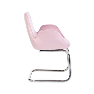 Krom Metal Ayaklı Pescado Sandalye Mi̇safi̇r Koltuğu Bekleme Koltuğu Pembe