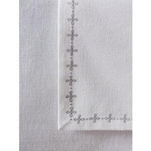 Keten Masa Örtüsü Takımı Pera Beyaz 175x240