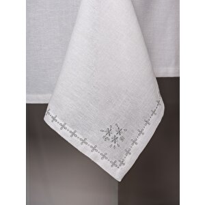 Cotton Box Keten Masa Örtüsü Takımı Pera Beyaz 175x240
