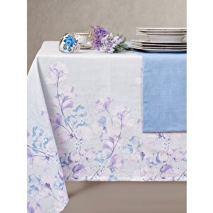 Cotton Box Baskılı Masa Örtüsü Seti Neva Gri 160x180