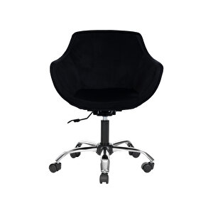 Krom Metal Ayaklı Ofis Çocuk Odası Çalışma Sandalyesi (ayarlanilabi̇li̇r) Monoko Siyah