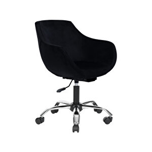 Krom Metal Ayaklı Ofis Çocuk Odası Çalışma Sandalyesi (ayarlanilabi̇li̇r) Monoko Siyah