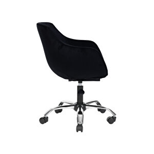 Krom Metal Ayaklı Ofis Çocuk Odası Çalışma Sandalyesi (ayarlanilabi̇li̇r) Monoko Siyah