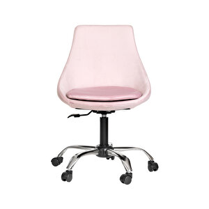 Krom Metal Ayaklı Ofis Çocuk Odası Çalışma Sandalyesi (ayarlanilabi̇li̇r) Ori̇on Pembe