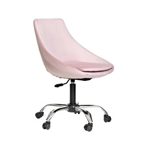Krom Metal Ayaklı Ofis Çocuk Odası Çalışma Sandalyesi (ayarlanilabi̇li̇r) Ori̇on Pembe
