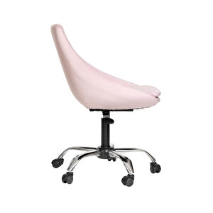 Krom Metal Ayaklı Ofis Çocuk Odası Çalışma Sandalyesi (ayarlanilabi̇li̇r) Ori̇on Pembe