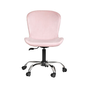 Krom Metal Ayaklı Ofis Çocuk Odası Çalışma Sandalyesi (ayarlanilabi̇li̇r) Pembe
