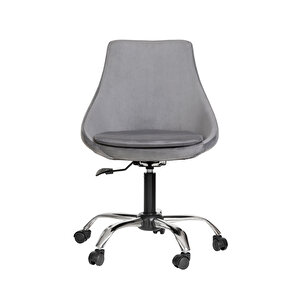 Krom Metal Ayaklı Ofis Çocuk Odası Çalışma Sandalyesi (ayarlanilabi̇li̇r) Ori̇on Gri