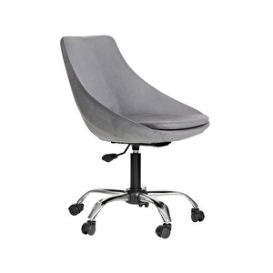 Krom Metal Ayaklı Ofis Çocuk Odası Çalışma Sandalyesi (ayarlanilabi̇li̇r) Ori̇on Gri