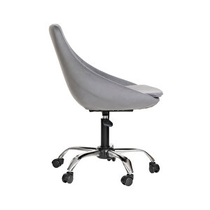 Krom Metal Ayaklı Ofis Çocuk Odası Çalışma Sandalyesi (ayarlanilabi̇li̇r) Ori̇on Gri