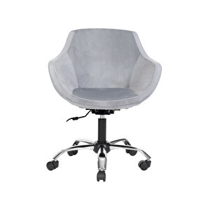 Krom Metal Ayaklı Ofis Çocuk Odası Çalışma Sandalyesi (ayarlanilabi̇li̇r) Monoko Gri