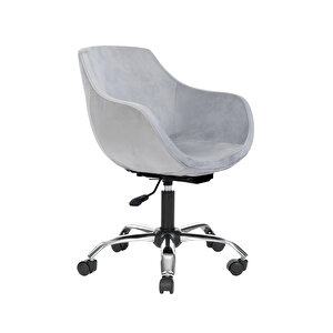 Krom Metal Ayaklı Ofis Çocuk Odası Çalışma Sandalyesi (ayarlanilabi̇li̇r) Monoko Gri