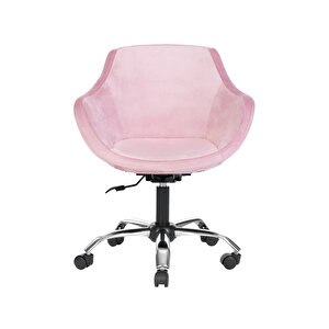 Krom Metal Ayaklı Ofis Çocuk Odası Çalışma Sandalyesi (ayarlanilabi̇li̇r) Monoko Pembe