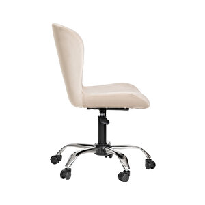 Krom Metal Ayaklı Ofis Çocuk Odası Çalışma Sandalyesi (ayarlanilabi̇li̇r) Bej