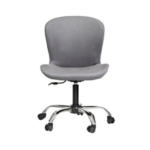 Krom Metal Ayaklı Ofis Çocuk Odası Çalışma Sandalyesi (ayarlanilabi̇li̇r) Gri