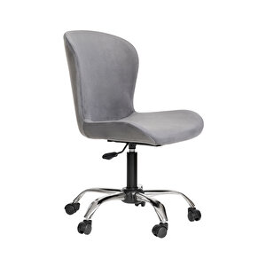 Krom Metal Ayaklı Ofis Çocuk Odası Çalışma Sandalyesi (ayarlanilabi̇li̇r) Gri