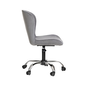 Krom Metal Ayaklı Ofis Çocuk Odası Çalışma Sandalyesi (ayarlanilabi̇li̇r) Gri