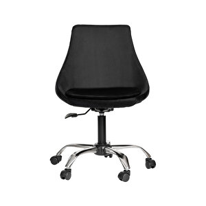 Krom Metal Ayaklı Ofis Çocuk Odası Çalışma Sandalyesi (ayarlanilabi̇li̇r) Ori̇on Siyah