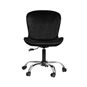 Krom Metal Ayaklı Ofis Çocuk Odası Çalışma Sandalyesi (ayarlanilabi̇li̇r) Siyah