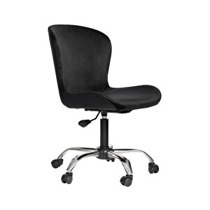 Krom Metal Ayaklı Ofis Çocuk Odası Çalışma Sandalyesi (ayarlanilabi̇li̇r) Siyah