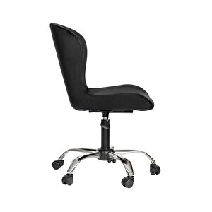 Krom Metal Ayaklı Ofis Çocuk Odası Çalışma Sandalyesi (ayarlanilabi̇li̇r) Siyah