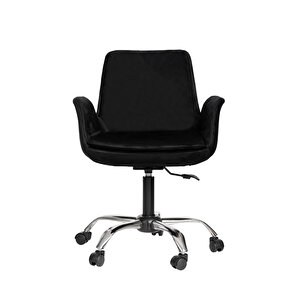Krom Metal Ayaklı Ofis Çocuk Odası Çalışma Sandalyesi (ayarlanilabi̇li̇r) Pescado Siyah