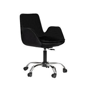 Krom Metal Ayaklı Ofis Çocuk Odası Çalışma Sandalyesi (ayarlanilabi̇li̇r) Pescado Siyah
