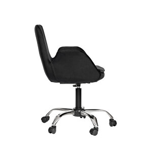 Krom Metal Ayaklı Ofis Çocuk Odası Çalışma Sandalyesi (ayarlanilabi̇li̇r) Pescado Siyah