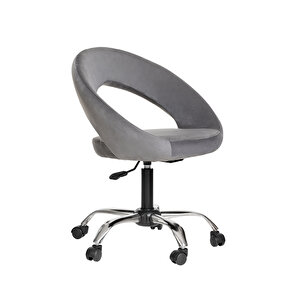Krom Metal Ayaklı Ofis Çocuk Odası Çalışma Sandalyesi (ayarlanilabi̇li̇r) Raton Gri