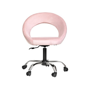 Krom Metal Ayaklı Ofis Çocuk Odası Çalışma Sandalyesi (ayarlanilabi̇li̇r) Raton Pembe