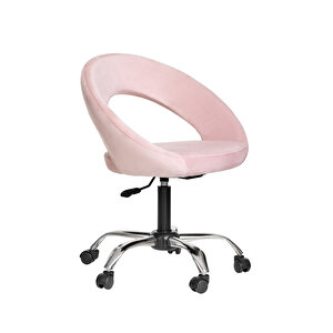 Krom Metal Ayaklı Ofis Çocuk Odası Çalışma Sandalyesi (ayarlanilabi̇li̇r) Raton Pembe