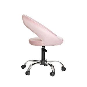 Krom Metal Ayaklı Ofis Çocuk Odası Çalışma Sandalyesi (ayarlanilabi̇li̇r) Raton Pembe