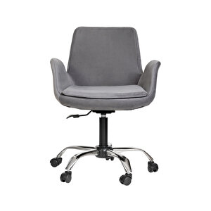 Krom Metal Ayaklı Ofis Çocuk Odası Çalışma Sandalyesi (ayarlanilabi̇li̇r) Pescado Gri